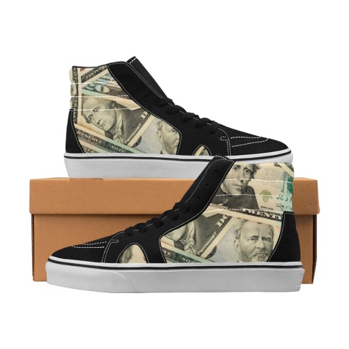US PAPER CURRENCY Women's High Top Skateboarding Shoes (Model E001-1)