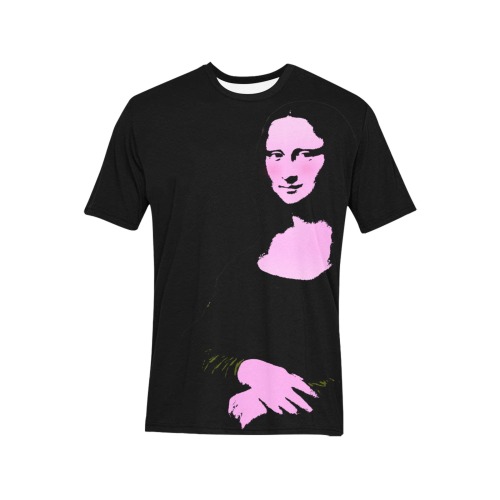 Mona Lisa Pop Art Style Men's All Over Print T-Shirt (Solid Color Neck) (Model T63)