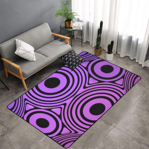 Psycho Circles Area Rug with Black Binding 7'x5'