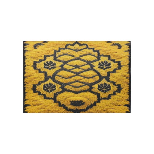 ikat style, yellow and black Cotton Linen Wall Tapestry 60"x 40"
