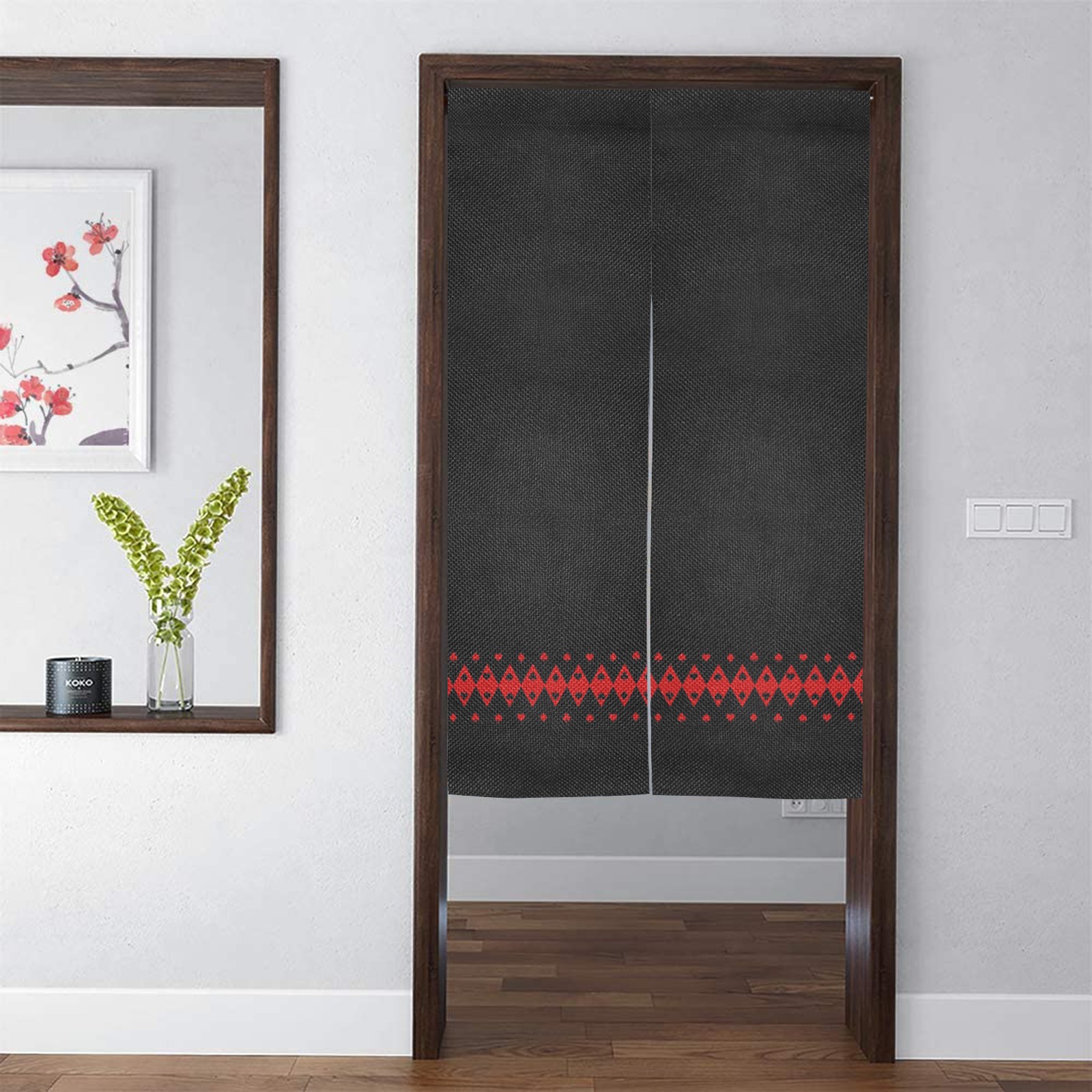 Black and Red Playing Card Shapes Door Curtain Tapestry