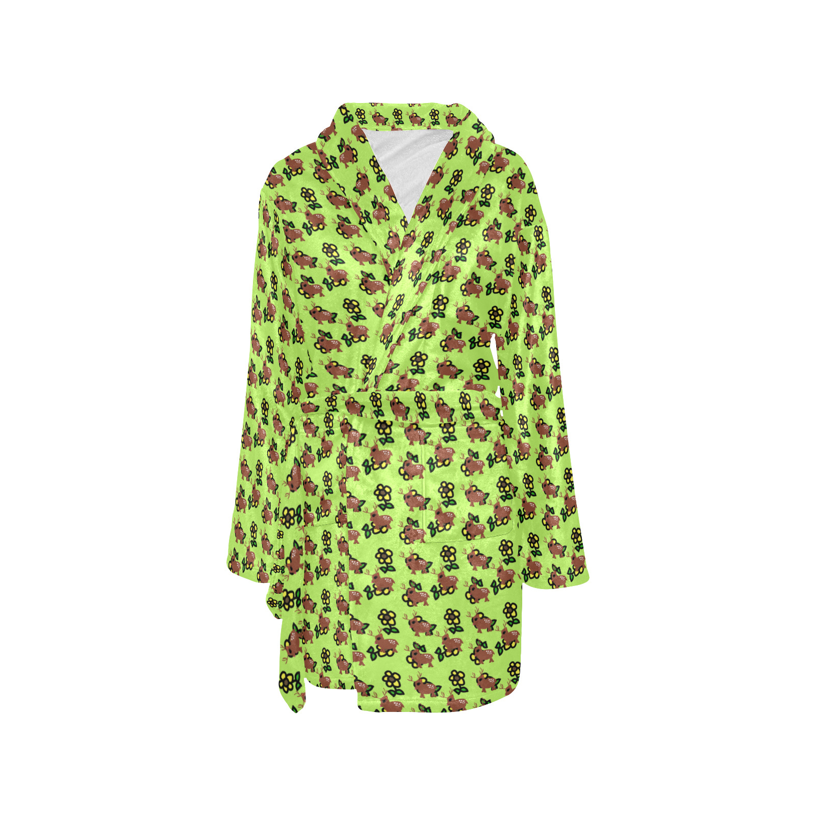 cute deer pattern green Women's All Over Print Night Robe