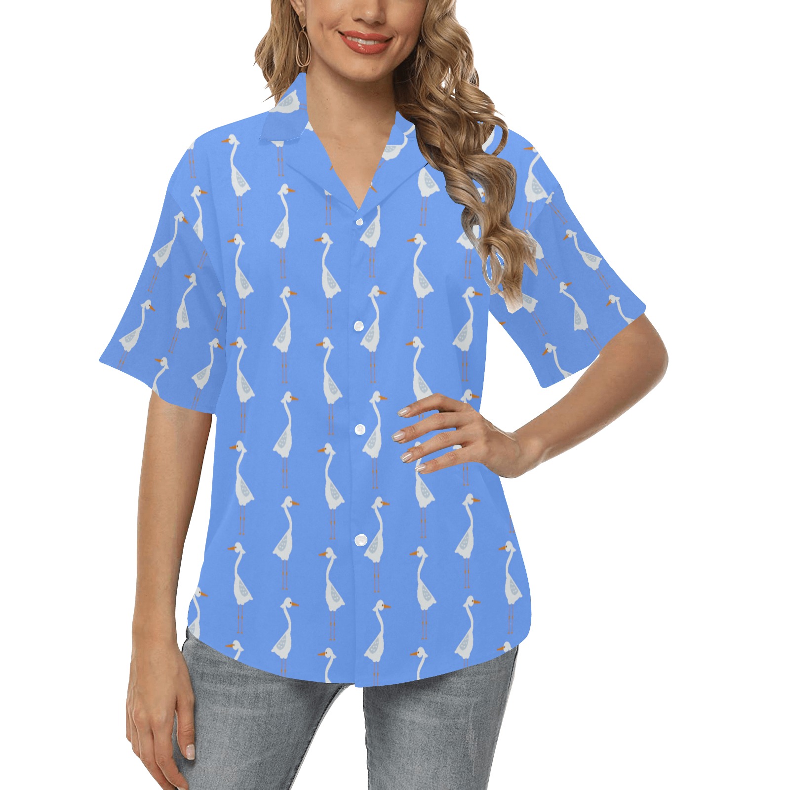 Birds fest All Over Print Hawaiian Shirt for Women (Model T58)