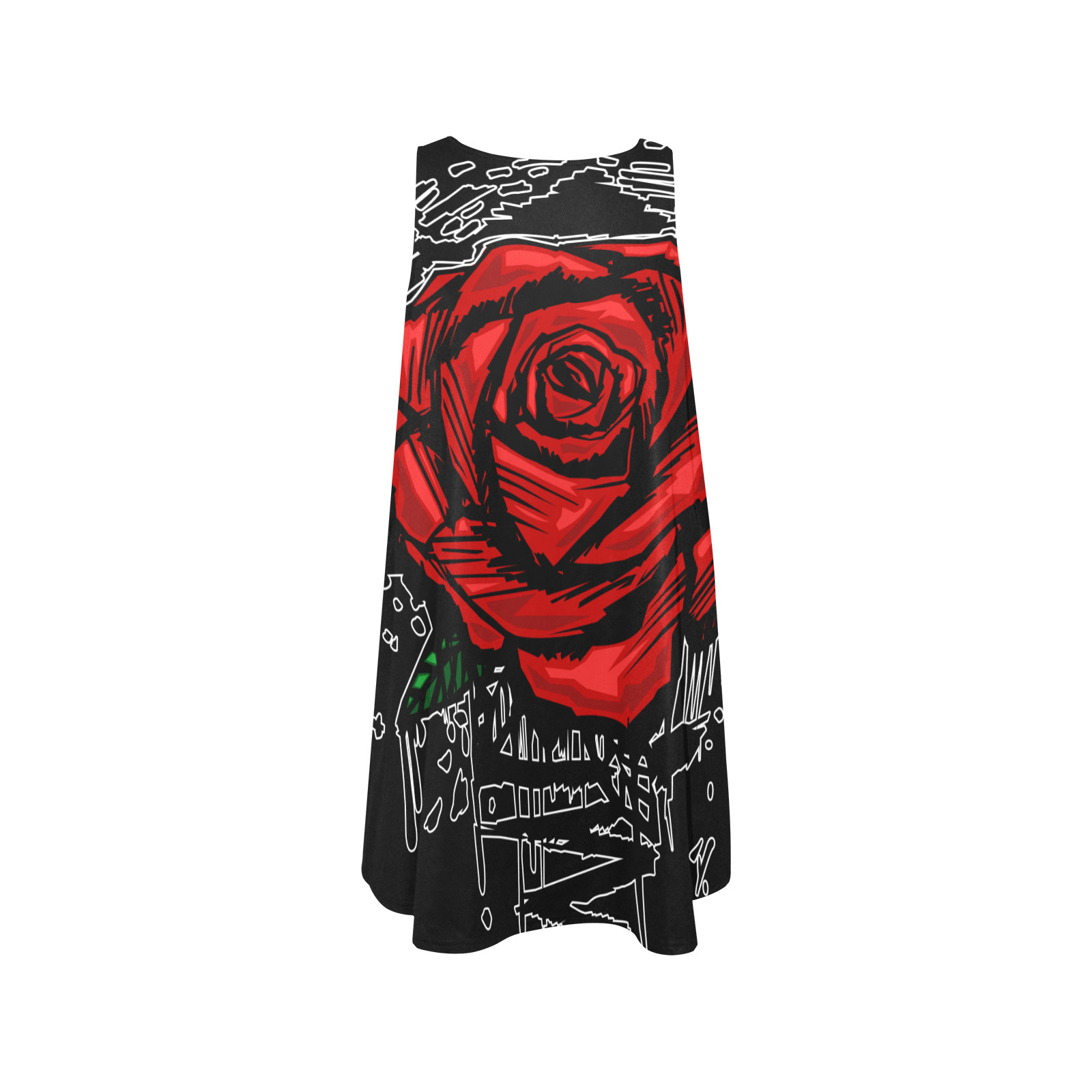 Rugged Rose Sleeveless A-Line Pocket Dress (Model D57)