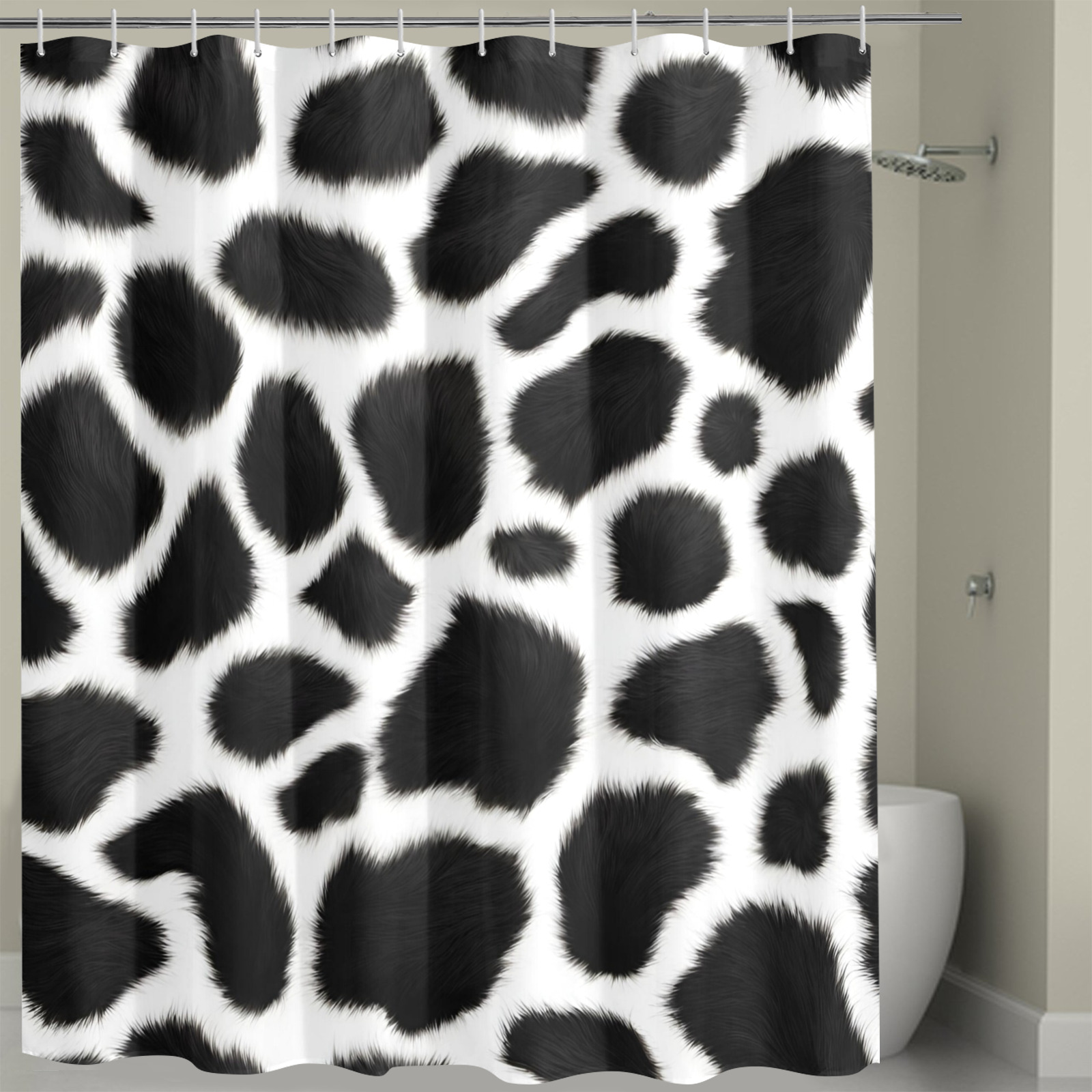 Furry Cow Print Shower Curtain Shower Curtain 72" x 72"