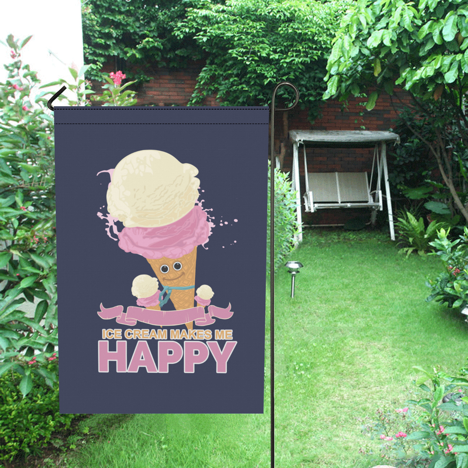Ice Cream Makes Me Happy Garden Flag 12‘’x18‘’(Twin Sides)