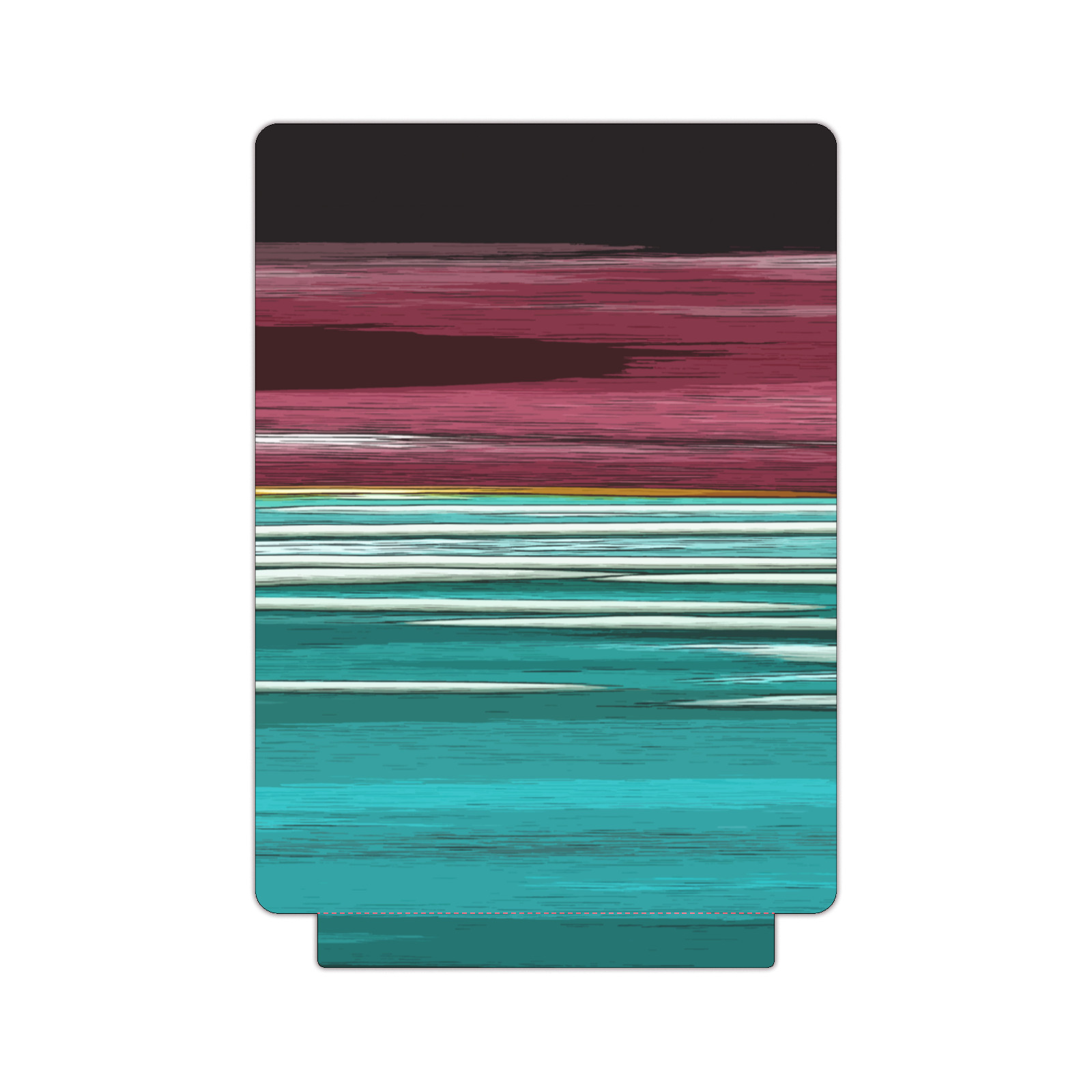 Abstract Red And Turquoise Horizontal Stripes Square Acrylic Photo Panel with Light Base