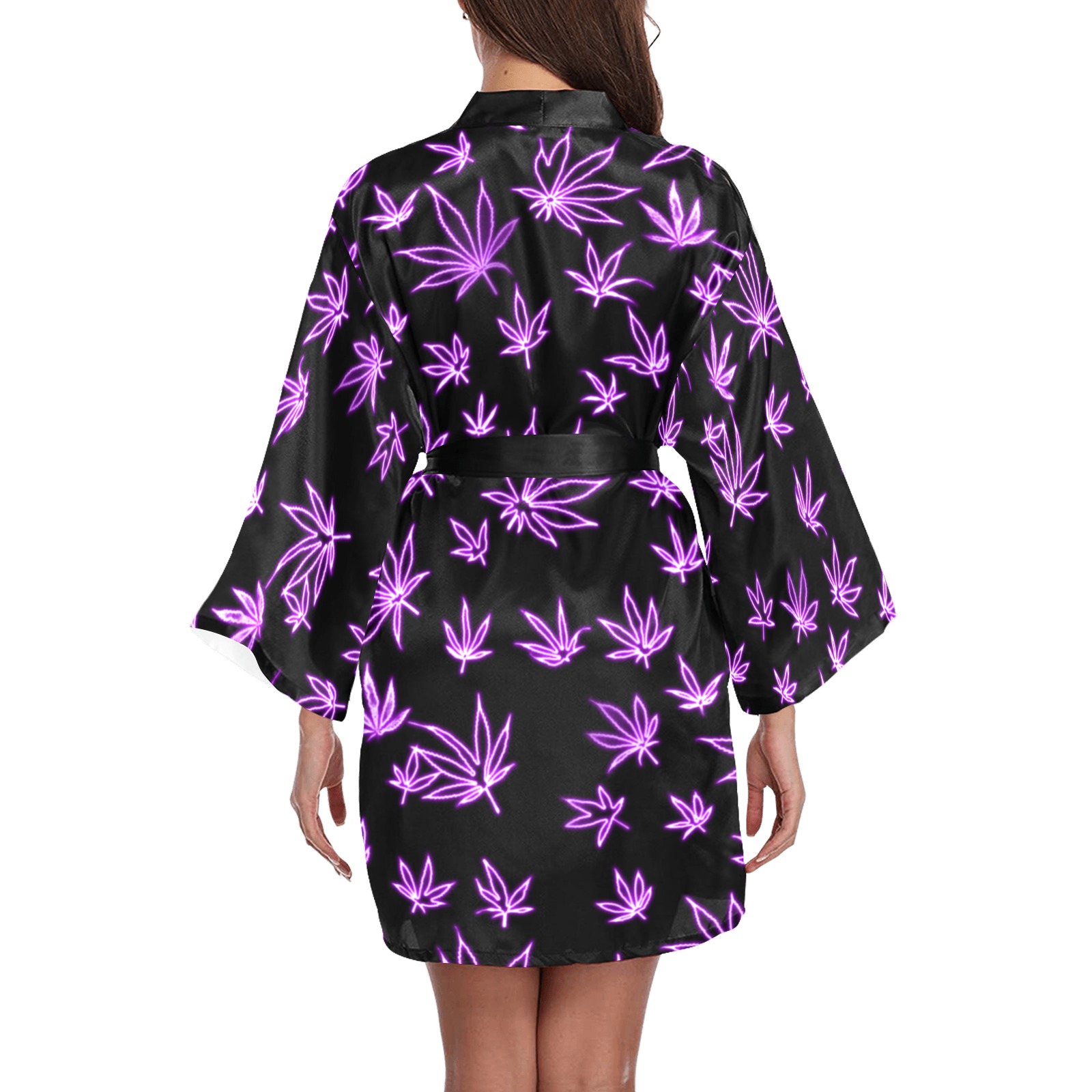 neon pot purple Long Sleeve Kimono Robe