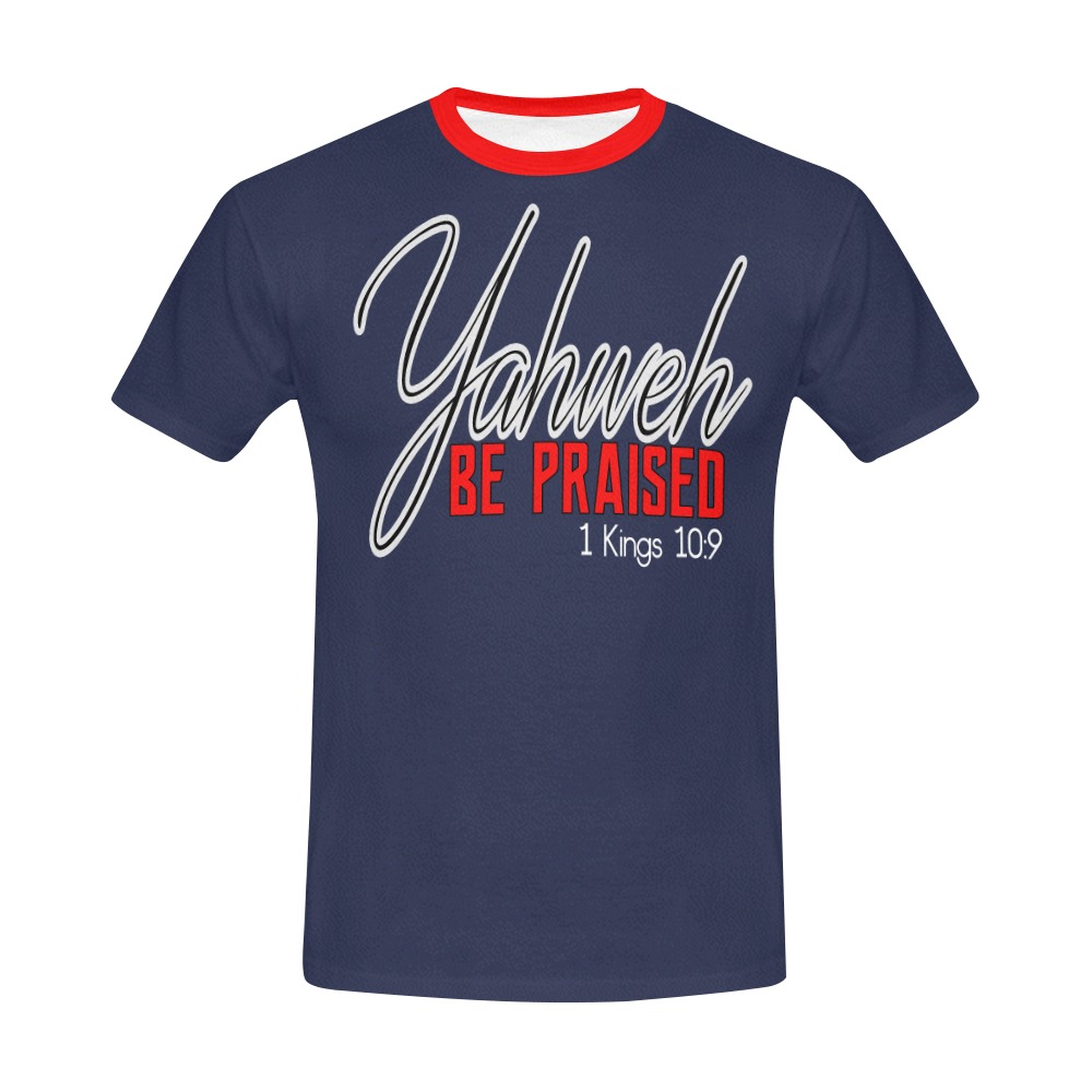 1 - Yahweh Be Praised Navy/Red T-Shirt Men All Over Print T-Shirt for Men (USA Size) (Model T40)