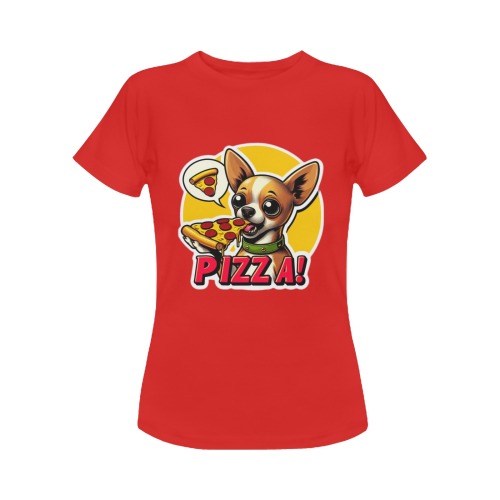 CHIHUAHUA EATING PIZZA 11 Women's Classic T-Shirt (Model T17）