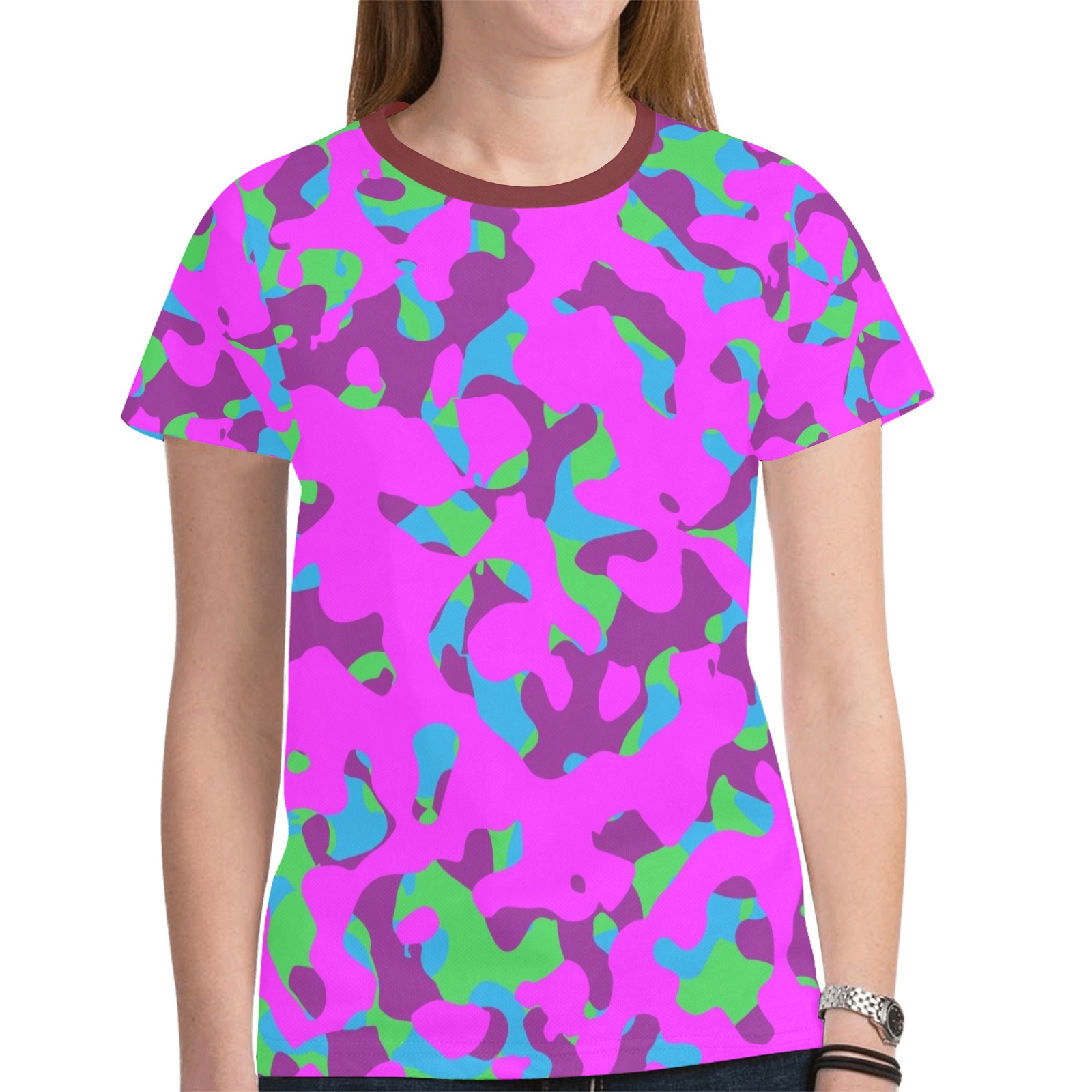 Camouflage colorful New All Over Print T-shirt for Women (Model T45)