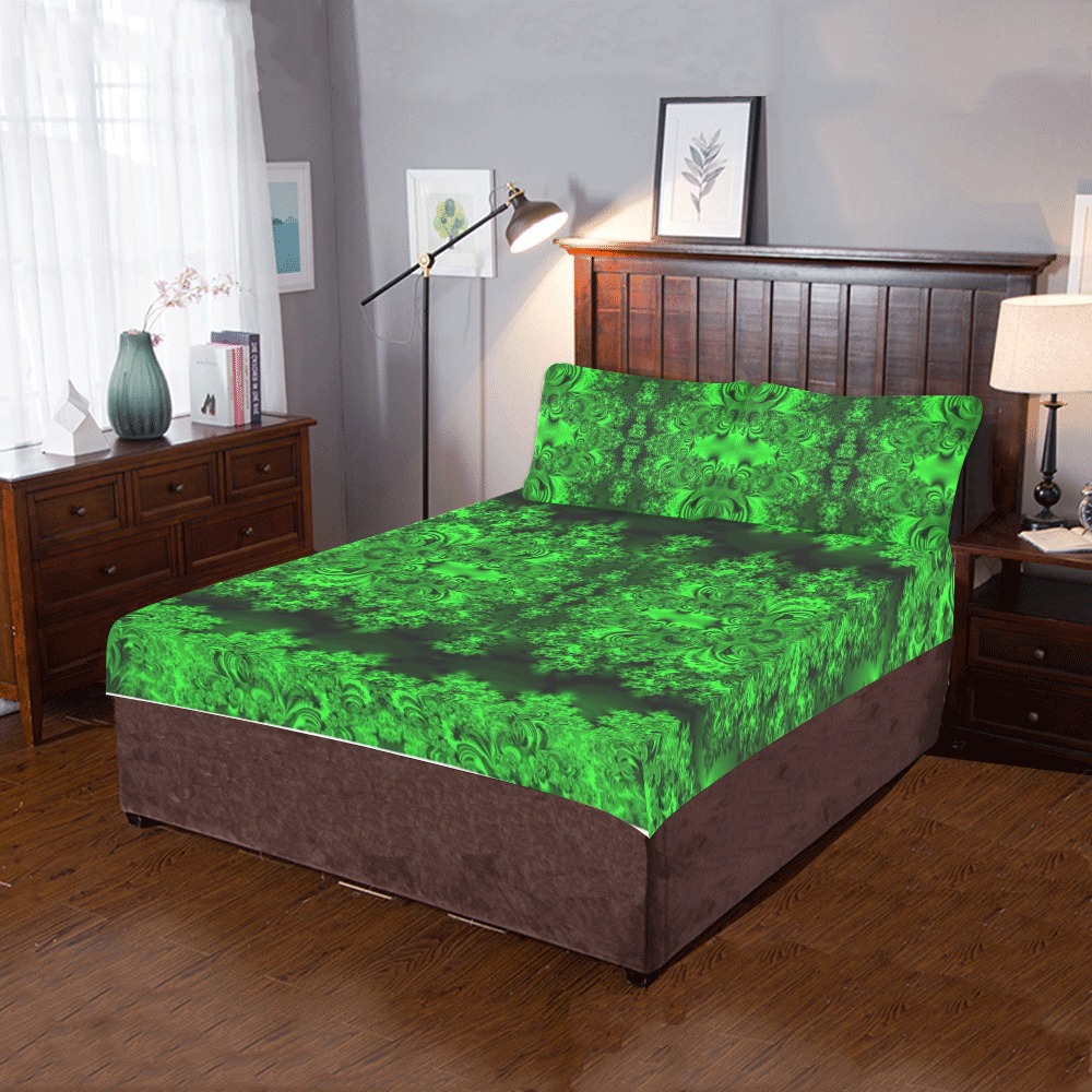 Frost on the Evergreens Fractal 3-Piece Bedding Set