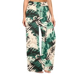 Lush wild abstract jungle-374 Women's Wide Leg Lounge Pants (Model L77)