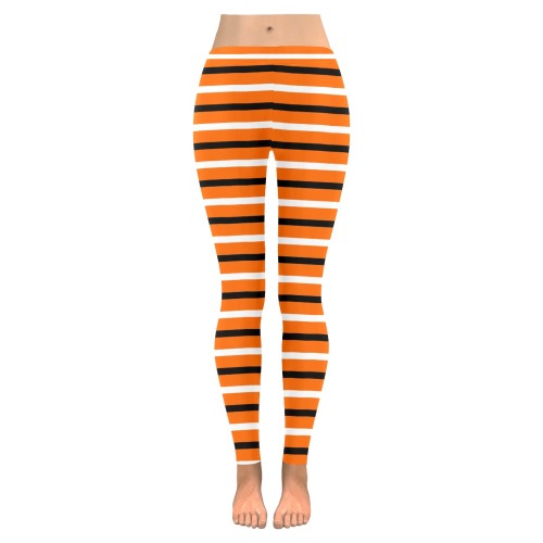 Halloween Stripes Women's Low Rise Leggings (Invisible Stitch) (Model L05)