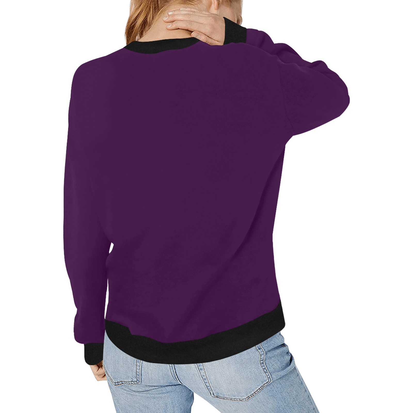 Women Purple Cypher Chan Raptor Sweater Black Accents Women's Rib Cuff Crew Neck Sweatshirt (Model H34)