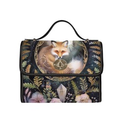 Lunar Fox Satchel Handbag Waterproof Canvas Bag-Black (All Over Print) (Model 1641)