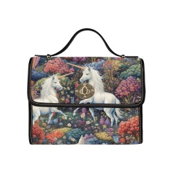 Mystic Unicorn Satchel Handbag Waterproof Canvas Bag-Black (All Over Print) (Model 1641)