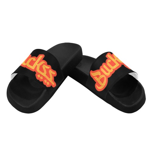 Buckss Men's Slides  Orange Men's Slide Sandals (Model 057)