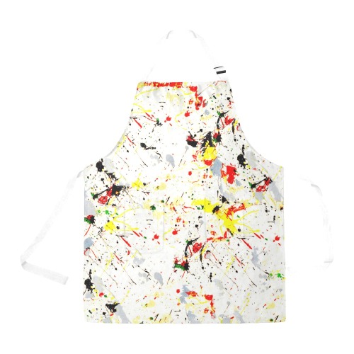 Yellow, Red, Black Paint Splatter All Over Print Apron