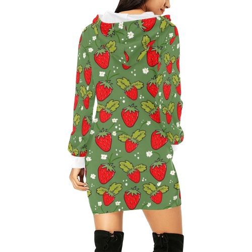 Fragole strawberry All Over Print Hoodie Mini Dress (Model H27)