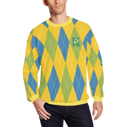 DIONIO Clothing - Argyle Fleece Crew Sweatshirt (Green) Men's Oversized Fleece Crew Sweatshirt (Model H18)