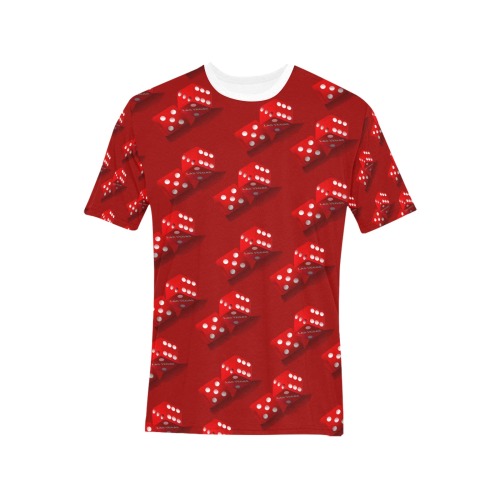 Las Vegas Craps Dice / Red Men's All Over Print T-Shirt (Solid Color Neck) (Model T63)