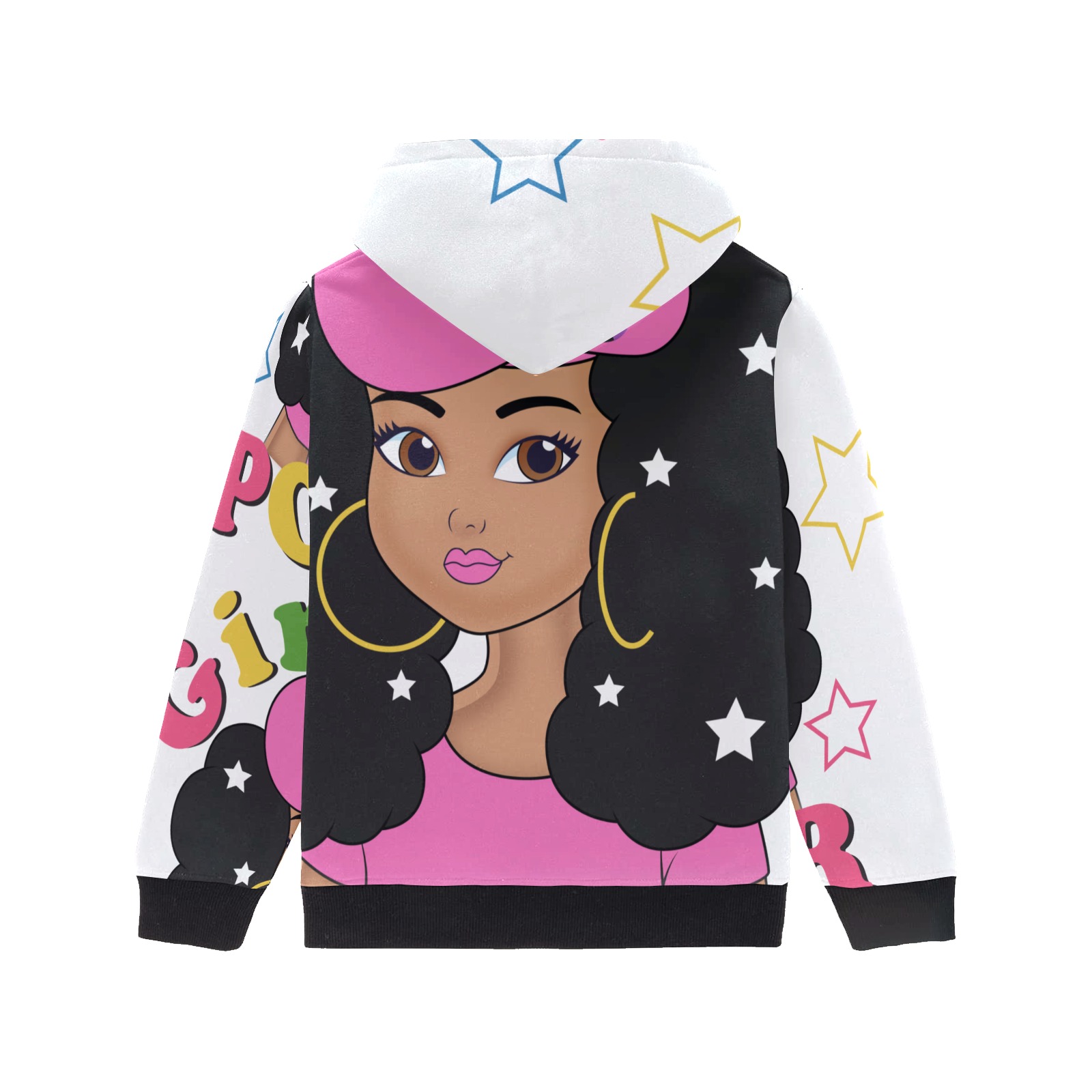 girl power Big Girls' Long Sleeve Hoodie (Model H57)