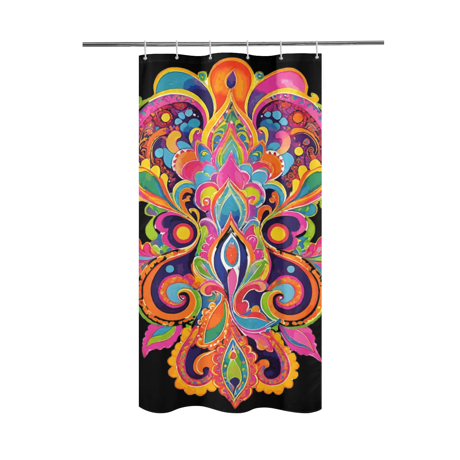 Abstract Retro Hippie Paisley Floral Shower Curtain 36"x72"