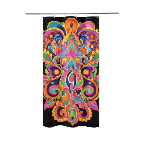 Abstract Retro Hippie Paisley Floral Shower Curtain 36"x72"
