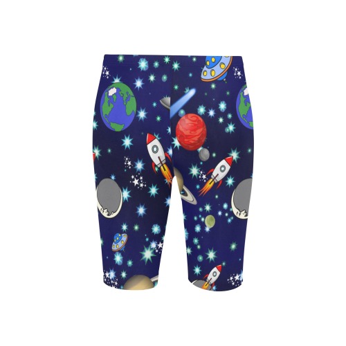 Galaxy Universe - Planets,Stars,Comets,Rockets Men's Knee Length Swimming Trunks (Model L58)