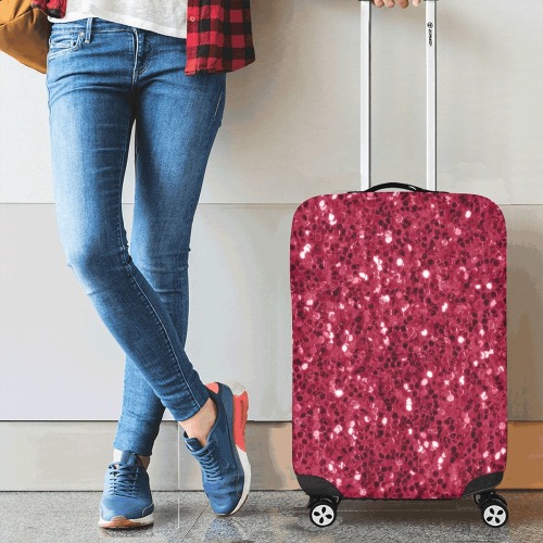 Magenta dark pink red faux sparkles glitter Luggage Cover/Small 18"-21"