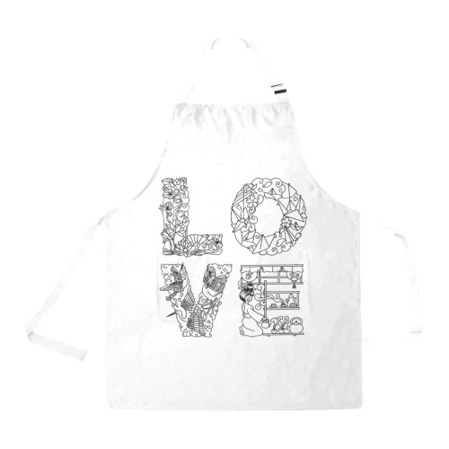Word LOVE made of decorative Japanese-themed font. All Over Print Apron