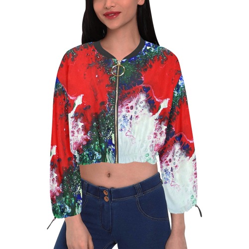 Eruption of Tranquility Cropped Chiffon Jacket for Women (Model H30)