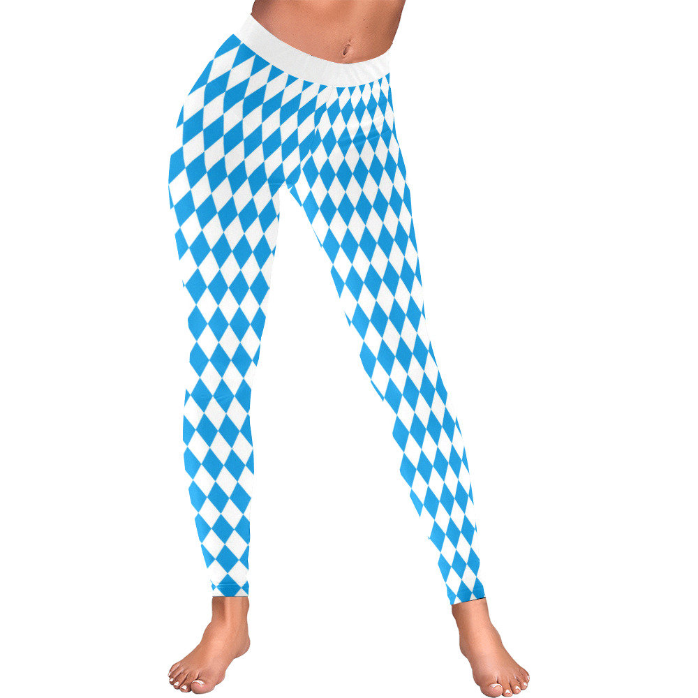 German State Of Bavaria - Flag Colors Pattern Women's Low Rise Leggings (Invisible Stitch) (Model L05)