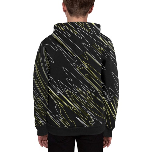 Marbled Black Yellow Kids' All Over Print Full Zip Hoodie (Model H39)