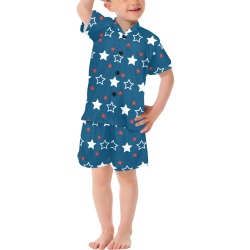 Patriotic Stars Little Boys' V-Neck Short Pajama Set