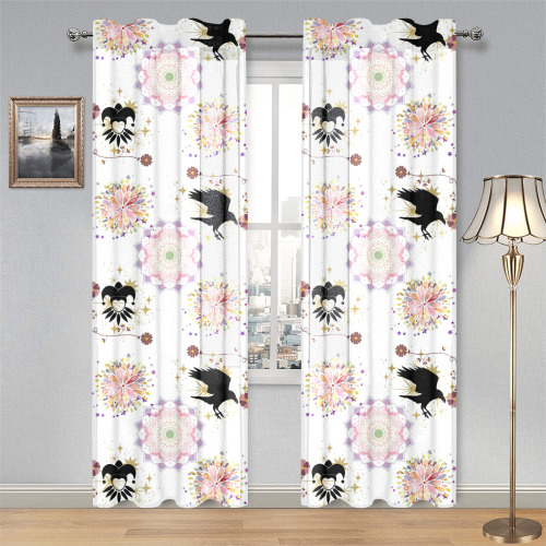 Harlequin and Crow Magic Square Fantasy Art Gauze Curtain 28"x84" (Two-Piece)