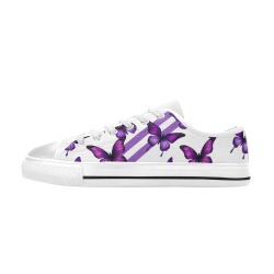 Lupus Awareness Low Top Purple Butterfly Women's Classic Canvas Shoes (Model 018)
