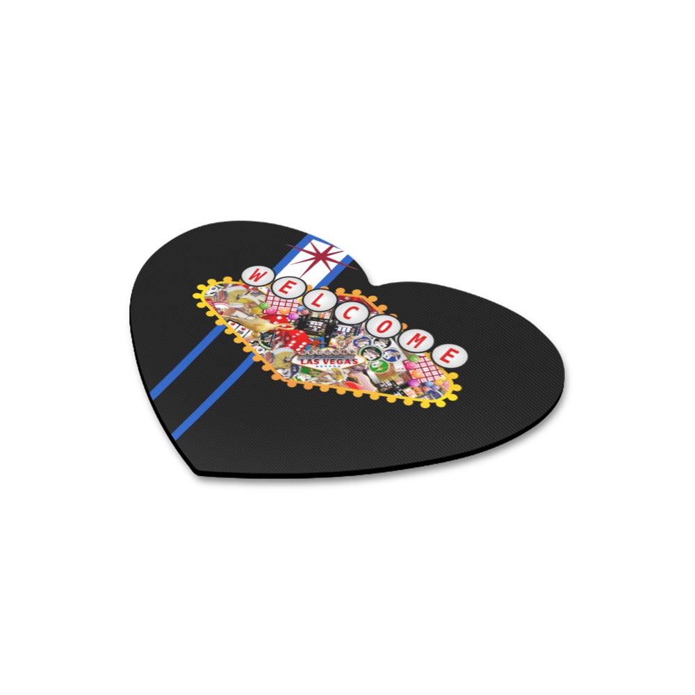 Las Vegas Icons Sign Gamblers Delight - Black Heart-shaped Mousepad