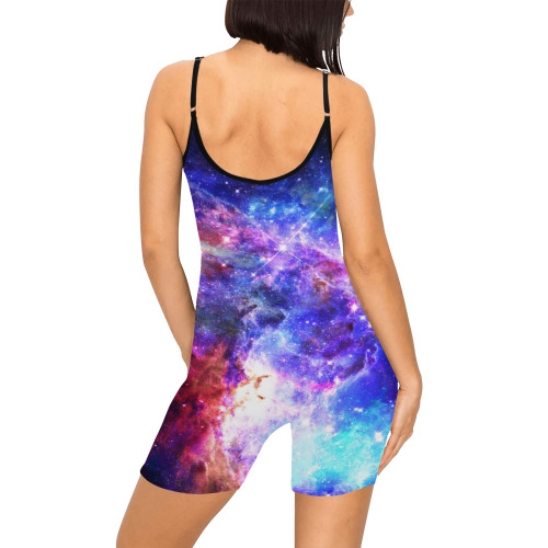 Mystical fantasy deep galaxy space - Interstellar cosmic dust Women's Short Yoga Bodysuit