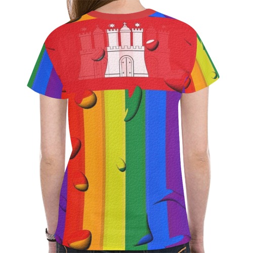 Hamburg Pride Flag Pop Art by Nico Bielow New All Over Print T-shirt for Women (Model T45)