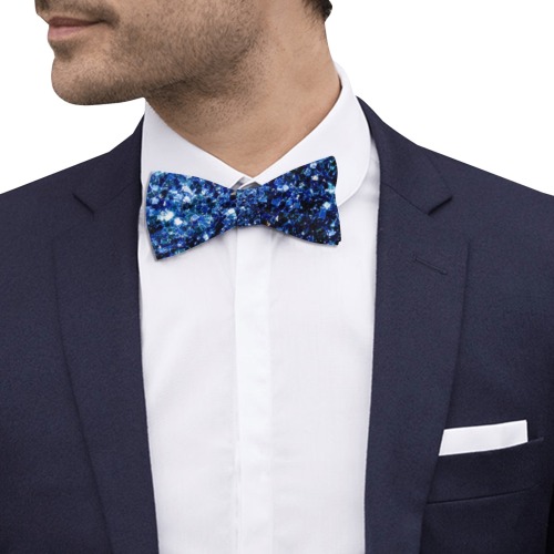 Dark blue glitters faux sparkles glamorous suit accessory Custom Bow Tie