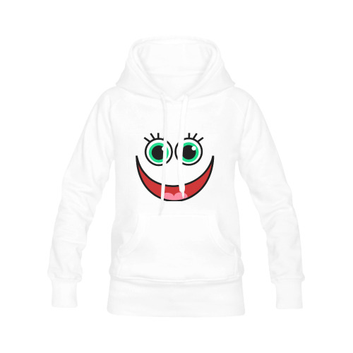 Don’t Worry Be Happy Cartoon Face Women's Classic Hoodies (Model H07)