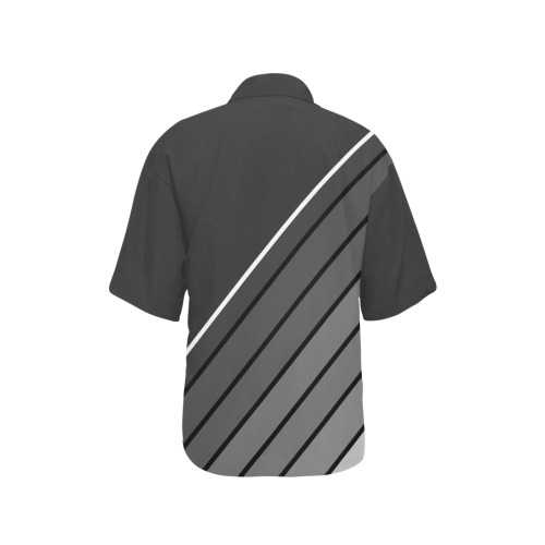 Charcoal Black White Diagonal All Over Print Hawaiian Shirt for Women (Model T58)