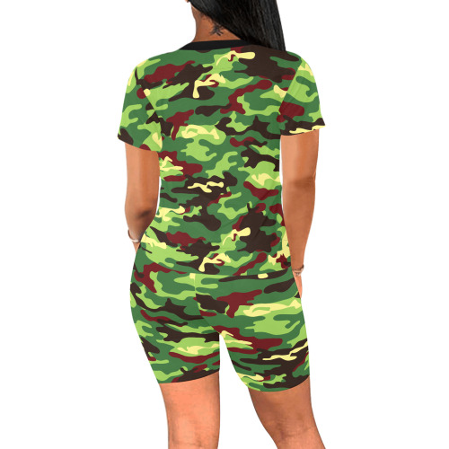 Hypebeast Modern Fashion Camouflage Camo Women's Short Yoga Set