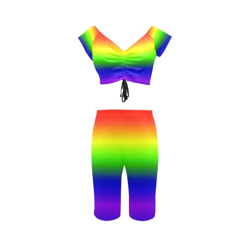 rainbow side Women's Crop Top Yoga Set