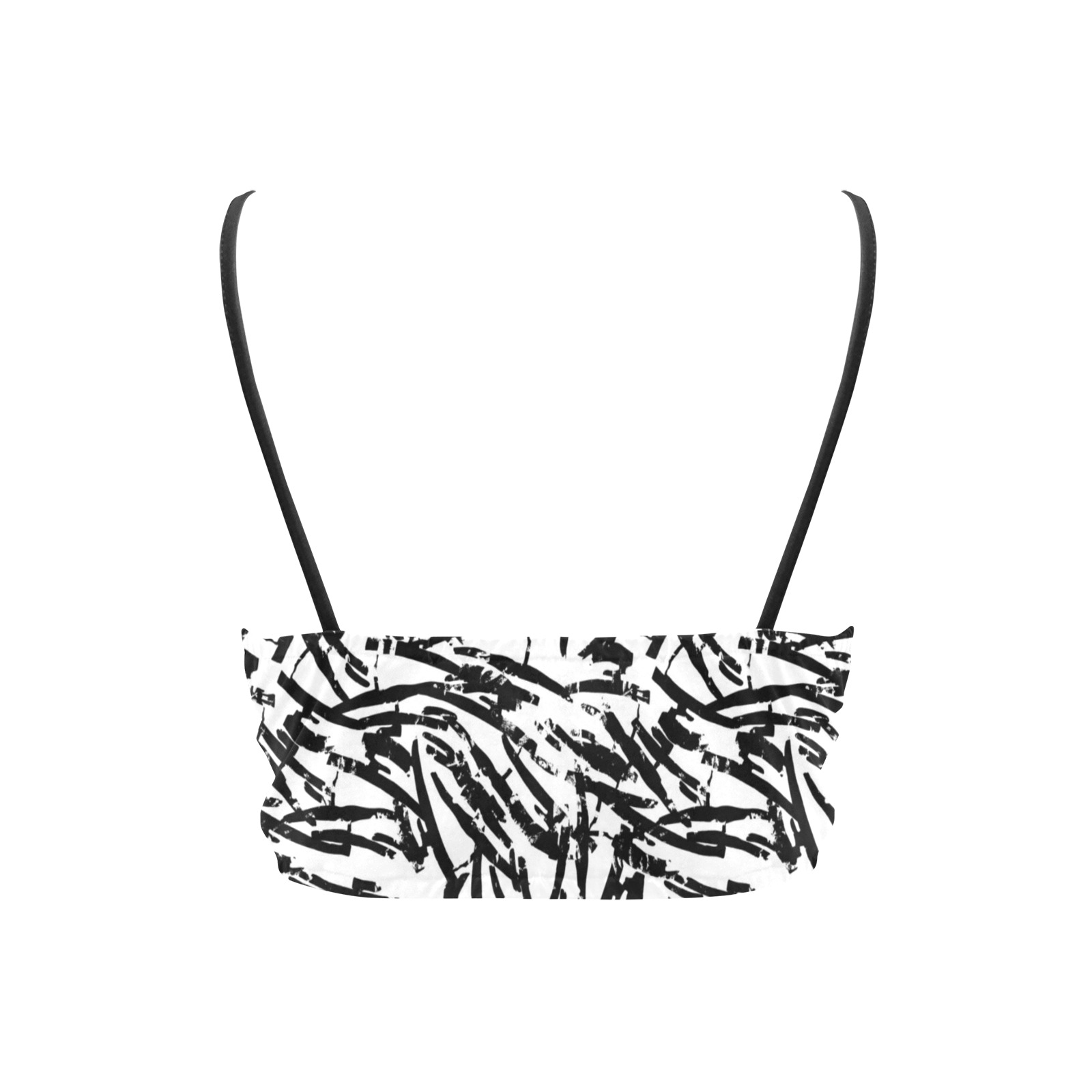 Brush Stroke Black and White Crop Bikini Top (Model S40)