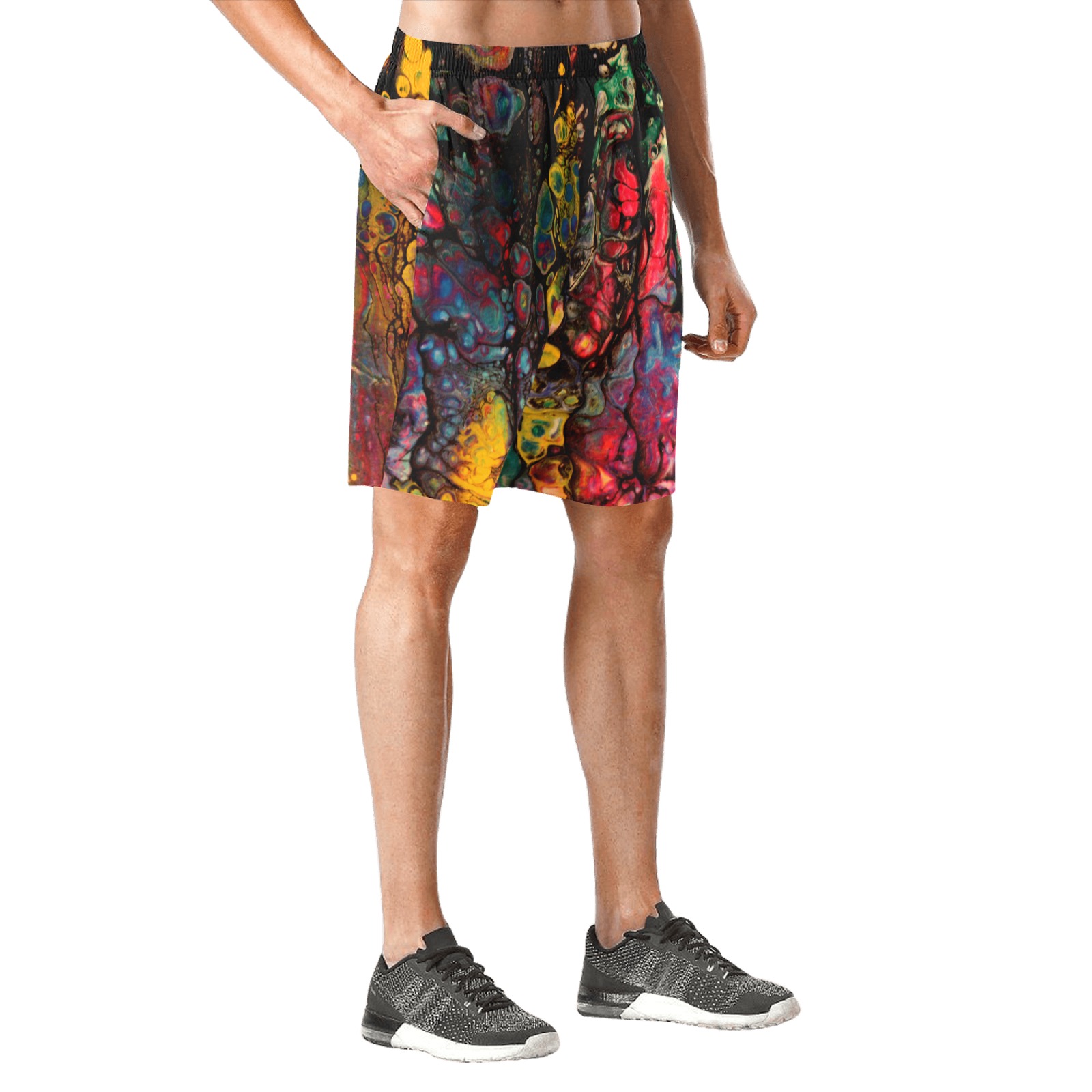 Paint Splatter Men's All Over Print Elastic Beach Shorts (Model L20)