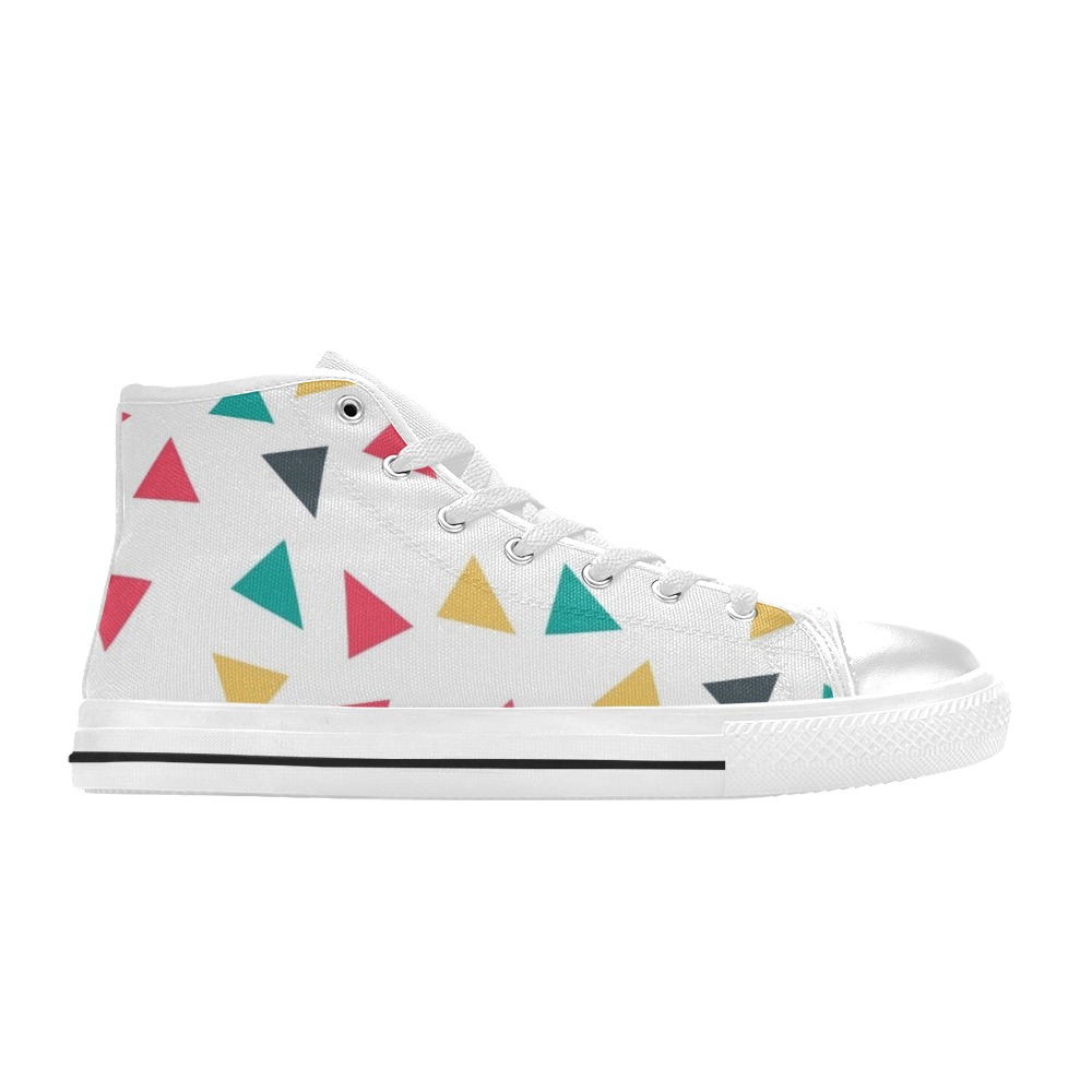 Colorful Triangles Women's Classic High Top Canvas Shoes (Model 017)
