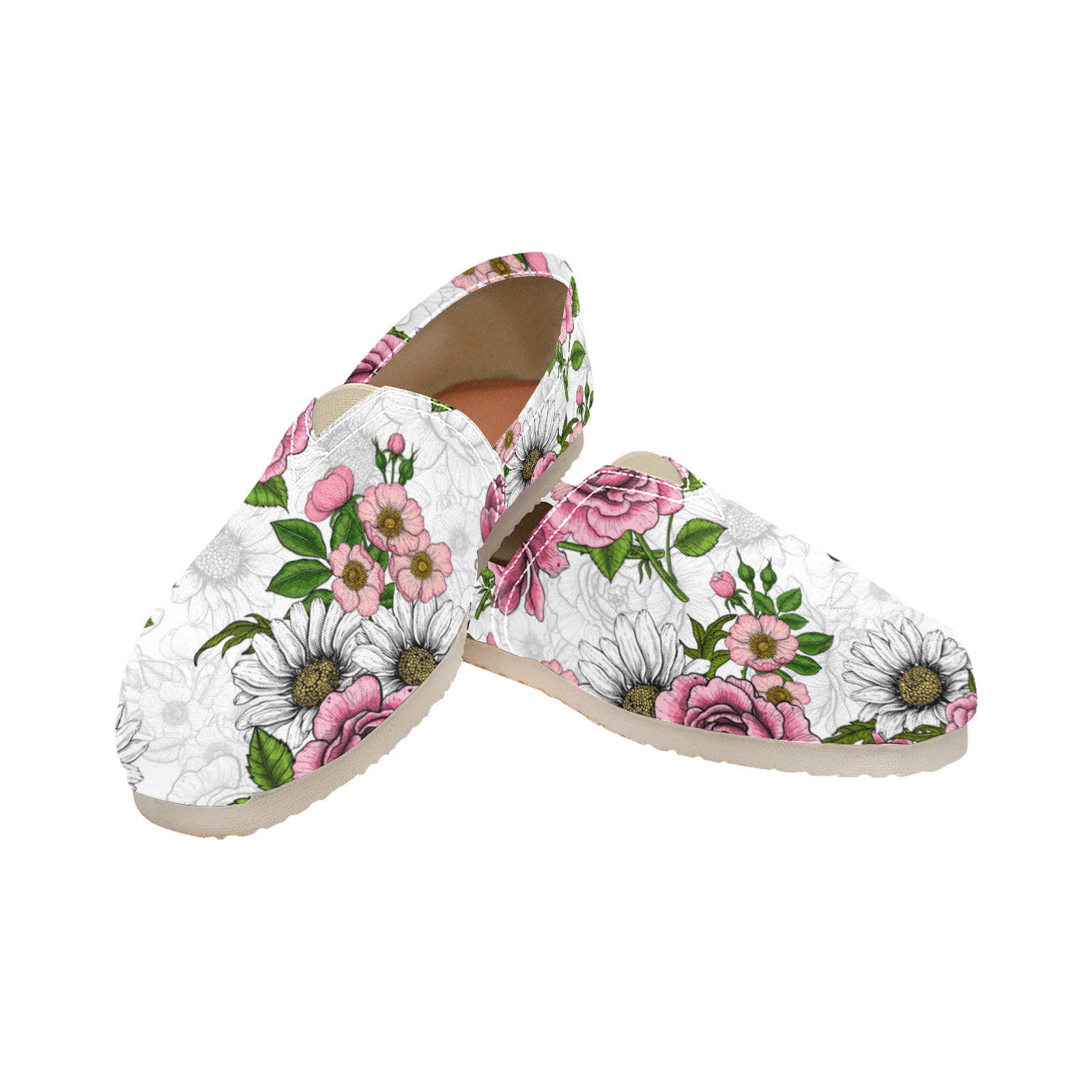 Roses and daisies Women's Classic Canvas Slip-On (Model 1206)